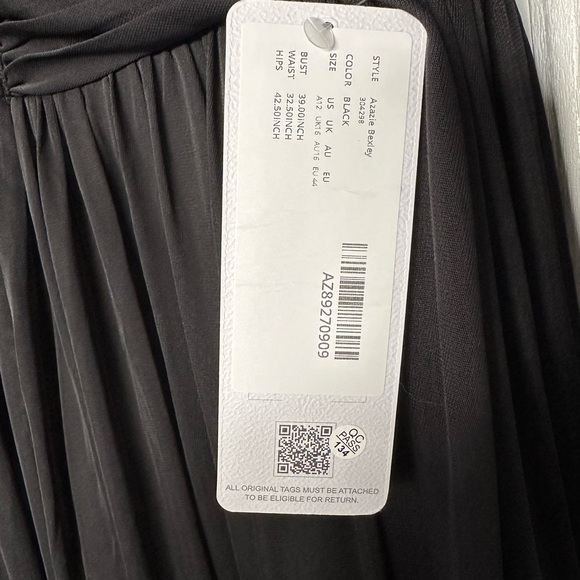NWT Azazie "Bexley" Black Long Sleeve Gown - Picture 6 of 7